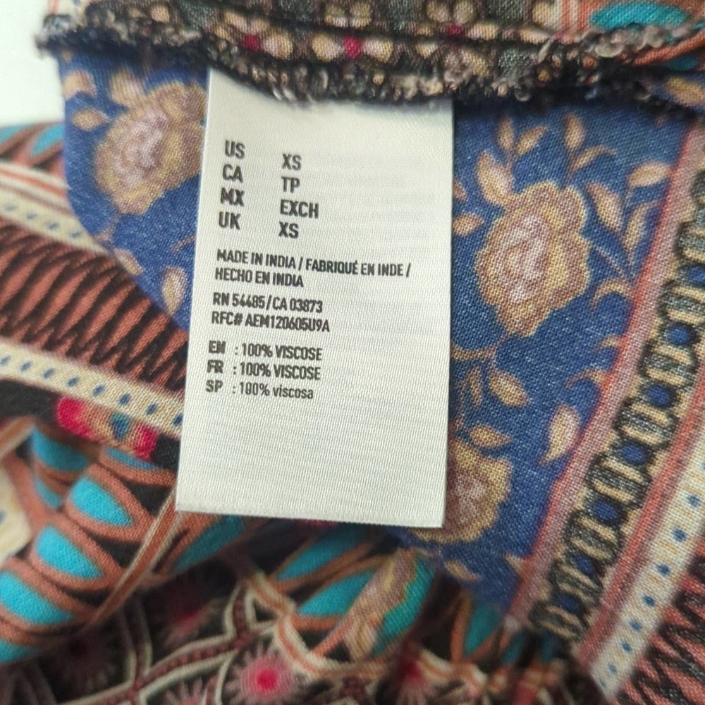 American Eagle Outfitters Multi‎ Pattern Short Sleeve Peasant Blouse Size XS - Picture 10 of 13